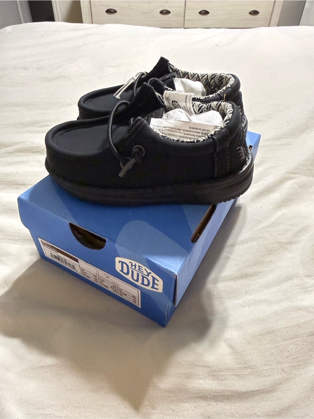Hey Dude Infant Slip-On Loafers in Matte Black - size C6